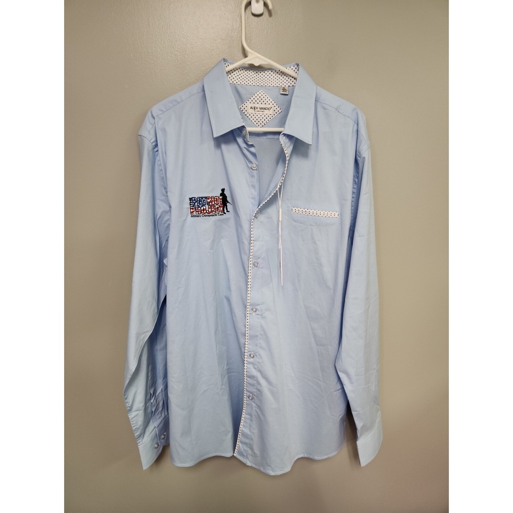 ALEX VANDO Long Sleeve Dress Shirt Blue Men's XL Patriot Project New